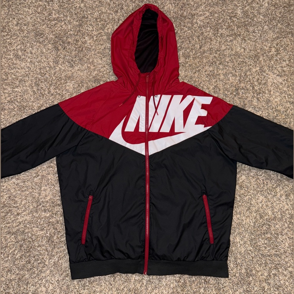 Men’s Nike Black and Red Windbreaker Jacket